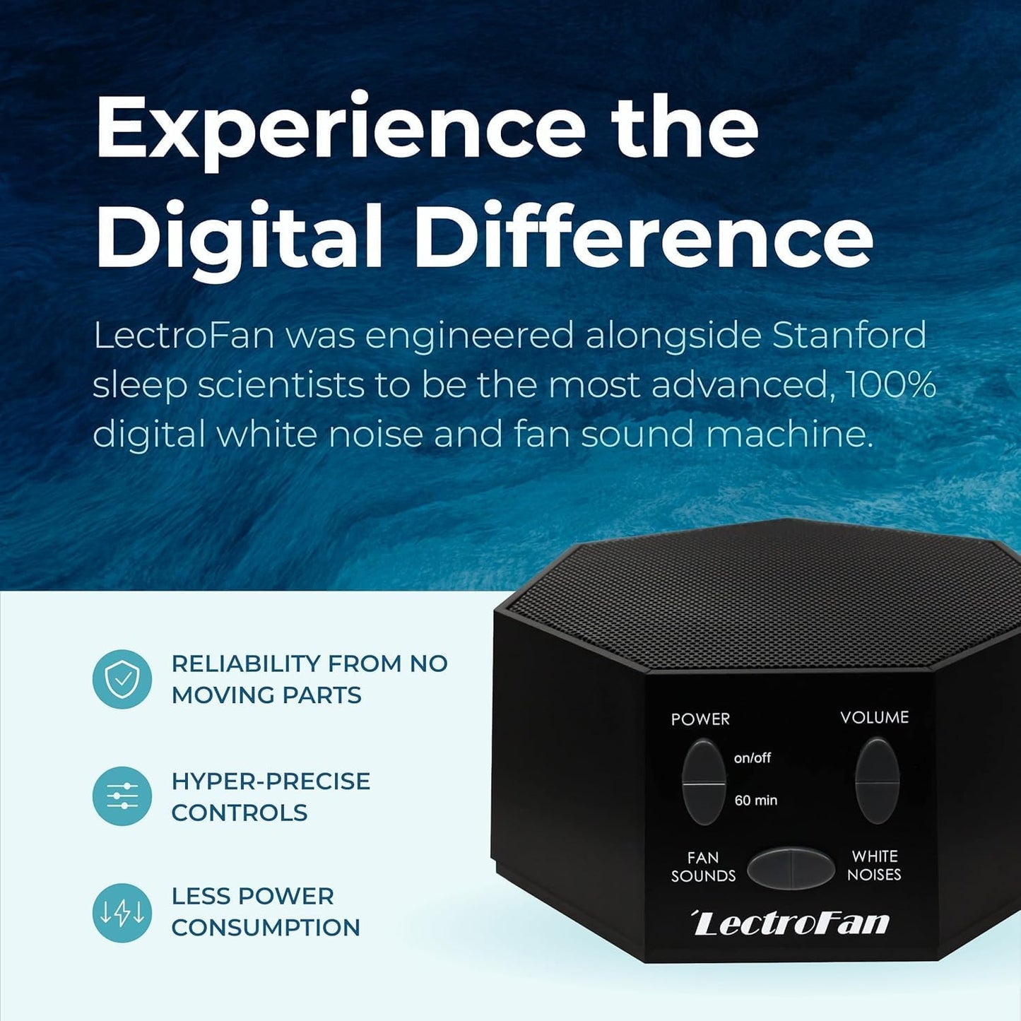 Adaptive Sound Technologies LectroFan Classic - Global Power Edition - Soothing Sound Machine for Sleep - Built-in Sleep Timer - Compact Design - Relaxation Support - White