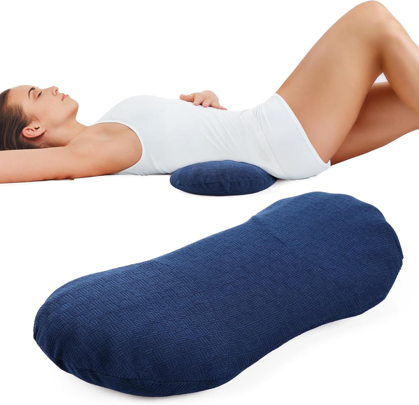 COMFYTHERA Lumbar Support Pillow for Sleeping Memory Foam Lumbar Support Cushion for Lower Back Pain Relief, Back Support Bed Pillow Waist Support (Dark Grey, Large)