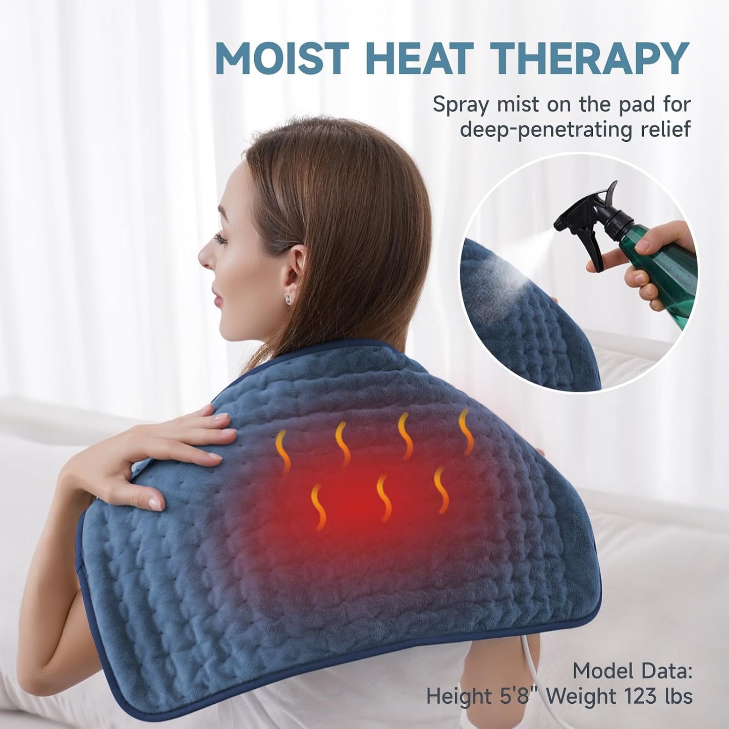 Heating Pad for Back, Neck, and Shoulder Pain Relief, Electric Heat Pad with 6 Heat Levels, Moist Heat Option, Auto Shut-Off, Birthday Christmas Gift for Women Men Mom Dad Grandma, Gift for her