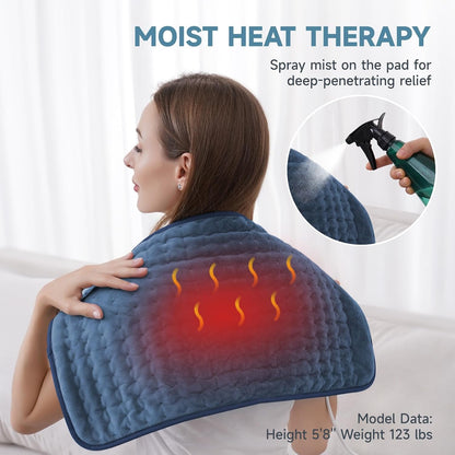 Heating Pad for Back, Neck, and Shoulder Pain Relief, Electric Heat Pad with 6 Heat Levels, Moist Heat Option, Auto Shut-Off, Birthday Christmas Gift for Women Men Mom Dad Grandma, Gift for her