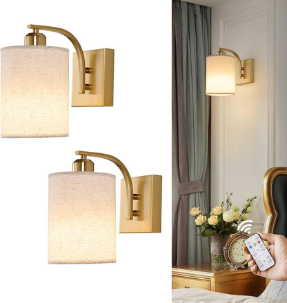 Powfloven Black Rechargeable Wall Sconces Set of 2 with Remote, Wireless Dimmable Battery Operated LED Wall Lights, Cordless Wall Lighting Lamp Fixture for Bedroom Living Room