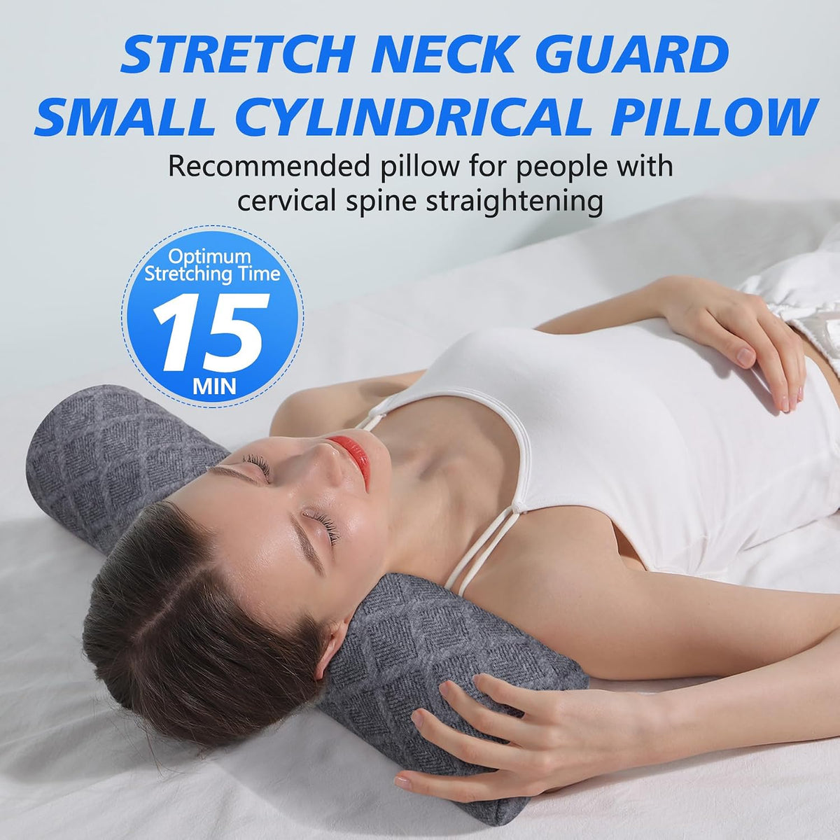 Cozyhealth 3.1" H Small Cervical Roll Pillow, Medium Soft Memory Foam Neck Round Pillow Cylinder Bolster Pillow for Sleeping, Round Neck Support for Bed, Legs, Back and Yoga (Grey, Small - 3.1" H)