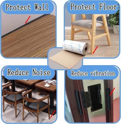 Cuttable Felt Furniture Pads with Sticky Backing,40x4 inch Self Adhesive Felt Sheets,Heavy Duty Felts Strip Roll Felts Tape Protect Hardwood Floors No Scratches No Noise