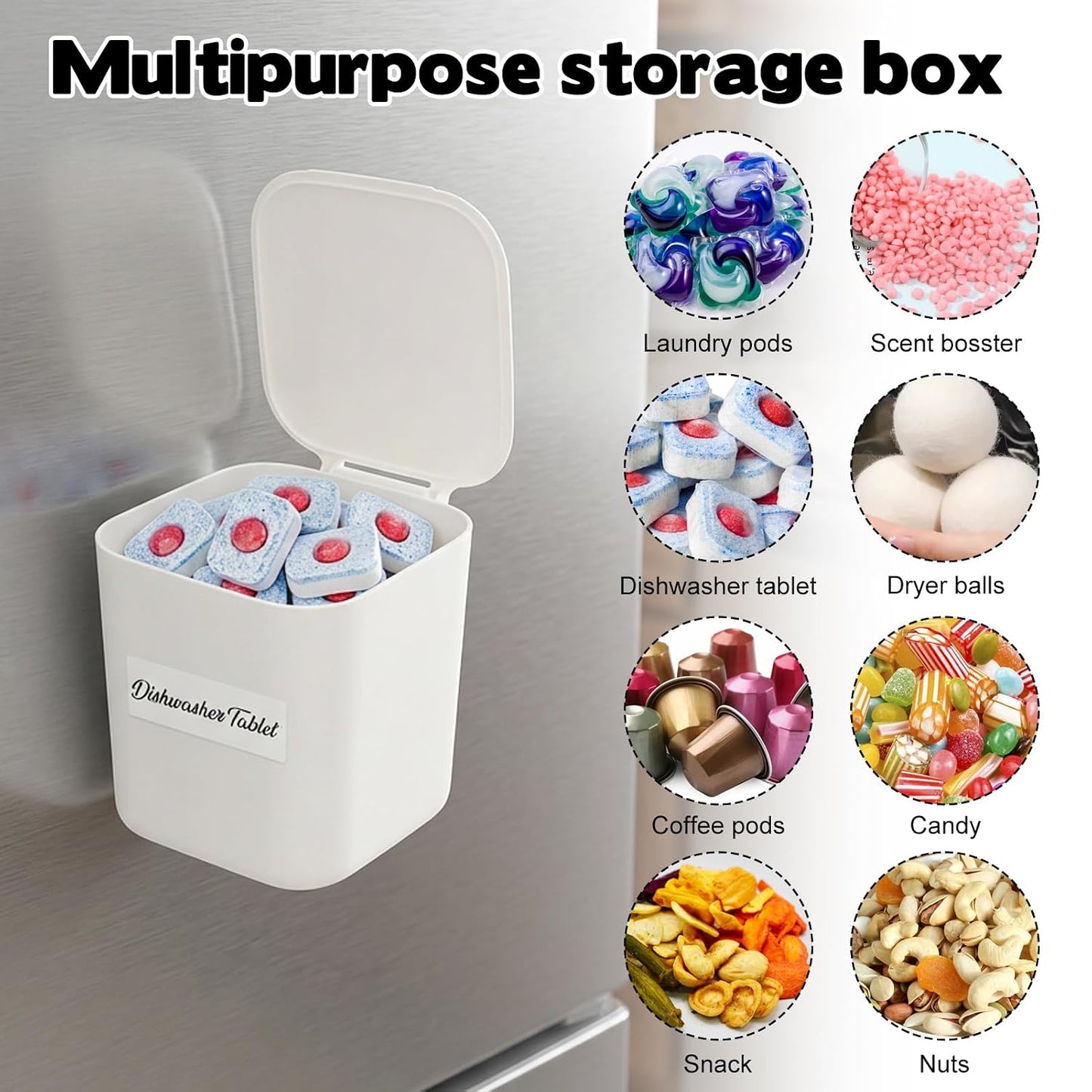 Rainmae Mini Magnetic Laundry Lint Bin with Lid, Dryer Lint Bin, Wall-Mounted Trash Can with Lid Plastic Storage Dryer Lint Holder, Magnetic Lint Bin, Space-Saving Organizer Solution for Laundry