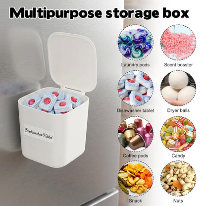Rainmae Mini Magnetic Laundry Lint Bin with Lid, Dryer Lint Bin, Wall-Mounted Trash Can with Lid Plastic Storage Dryer Lint Holder, Magnetic Lint Bin, Space-Saving Organizer Solution for Laundry