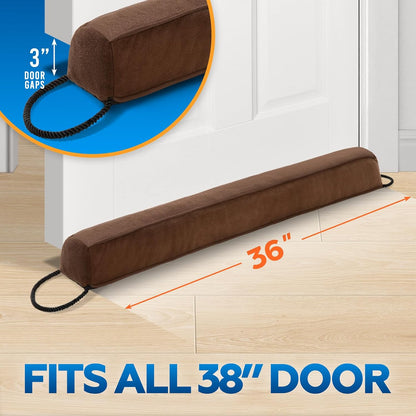 Comfyanno 38” Weighted Under Door Draft Stopper, 2.2lb Door Wind Blocker | Fits 3” Large Gap, Block Air Draft from Bottom Door, Fits Front Door, Bedroom Door, Interior Door, Easy to Install, Black