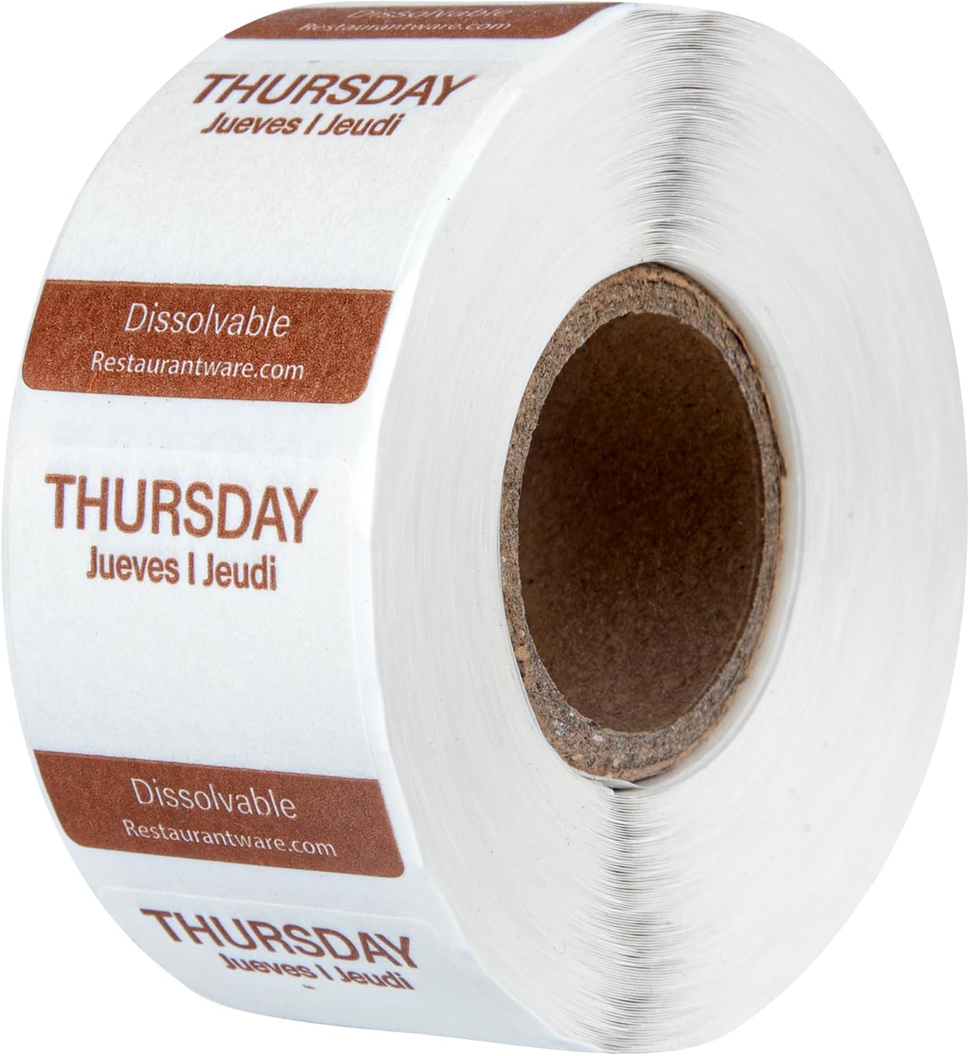 Restaurantware RW Smart 1 Inch x 1 Inch Food Rotation Labels 500 Dissolvable Food Safety Labels - Premium Trilingual Orange Paper Day Of The Week Labels For Food Storage Or Prep Saturday