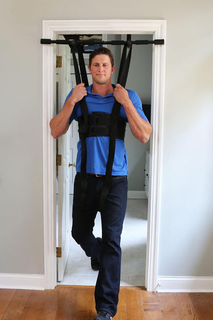 Sit and Decompress Back Stretcher 3 Minutes A Day Lumbar Traction Spinal Decompression - Inversion Table Alternative (Small Harness No Bar)