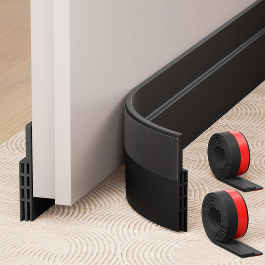 Hojoy Under Door Draft Stopper, Door Weather Stripping Door Seal, 2 Pack | Cuttable strong adhesive silicone door draft stopper for blocking air loss, noise, dust and bug with installation tips