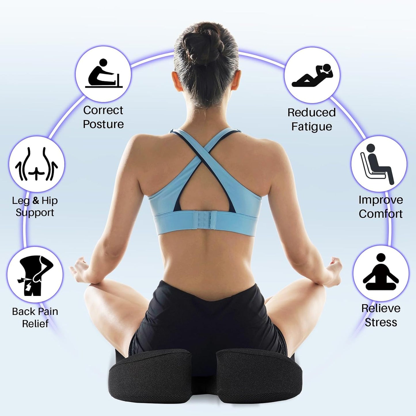 Ergonomic Seat Cushion, Office Chair Cushion for Sciatica Support, Pink | Office Seat Cushion for Tailbone Pain Relief, Sciatica, Hip, Coccyx Cushion for Car, Memory Foam Chair Pad for Long Sitting