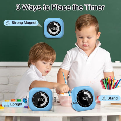 Visual Timer for Kids Rechargeable,10-Hour Digital Timer,Magnetic Timer with Visual Time Bars Design,3 Brightness/3 Volume Adjustable,Countdown/up Timers for Classroom Study Game Gym Kitchen Office