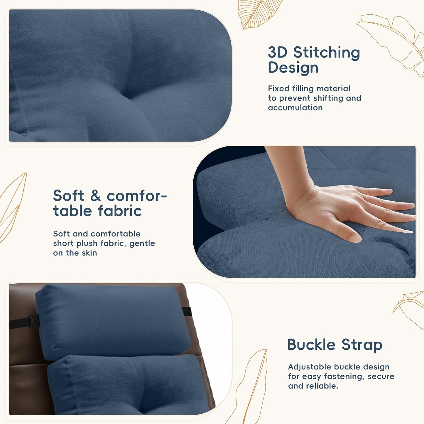2-Piece Neck Pillow Lumbar Support Cushion for Recliner, Ergonomic High-Density Foam Backrest with Adjustable Headrest, Soft Comfy Back Support for Office Chair, Sofa, Couch, Pain Relief, Beige