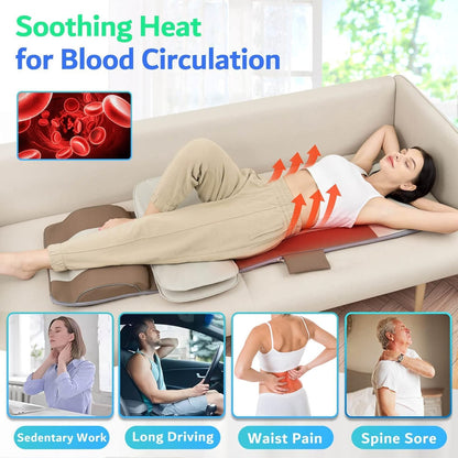 Full Body Massage Mat, 3D Body Stretching & Lumbar Traction, Back Heating, Traction Up & Down, Curve Stretch, Twist Left & Right, 4 Modes 3 Intensities 3 Heat Levels, PU Leather, Foldable, Fit 5'1-6'0