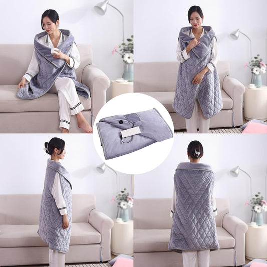 40"x55" Cordless Heated Blanket, Portable Heated Blanket Battery Operated, Cozy Soft Wearable Heated Shawl, 3 Heat Settings, Auto-Off, Machine Washable(Gray,Shawl)