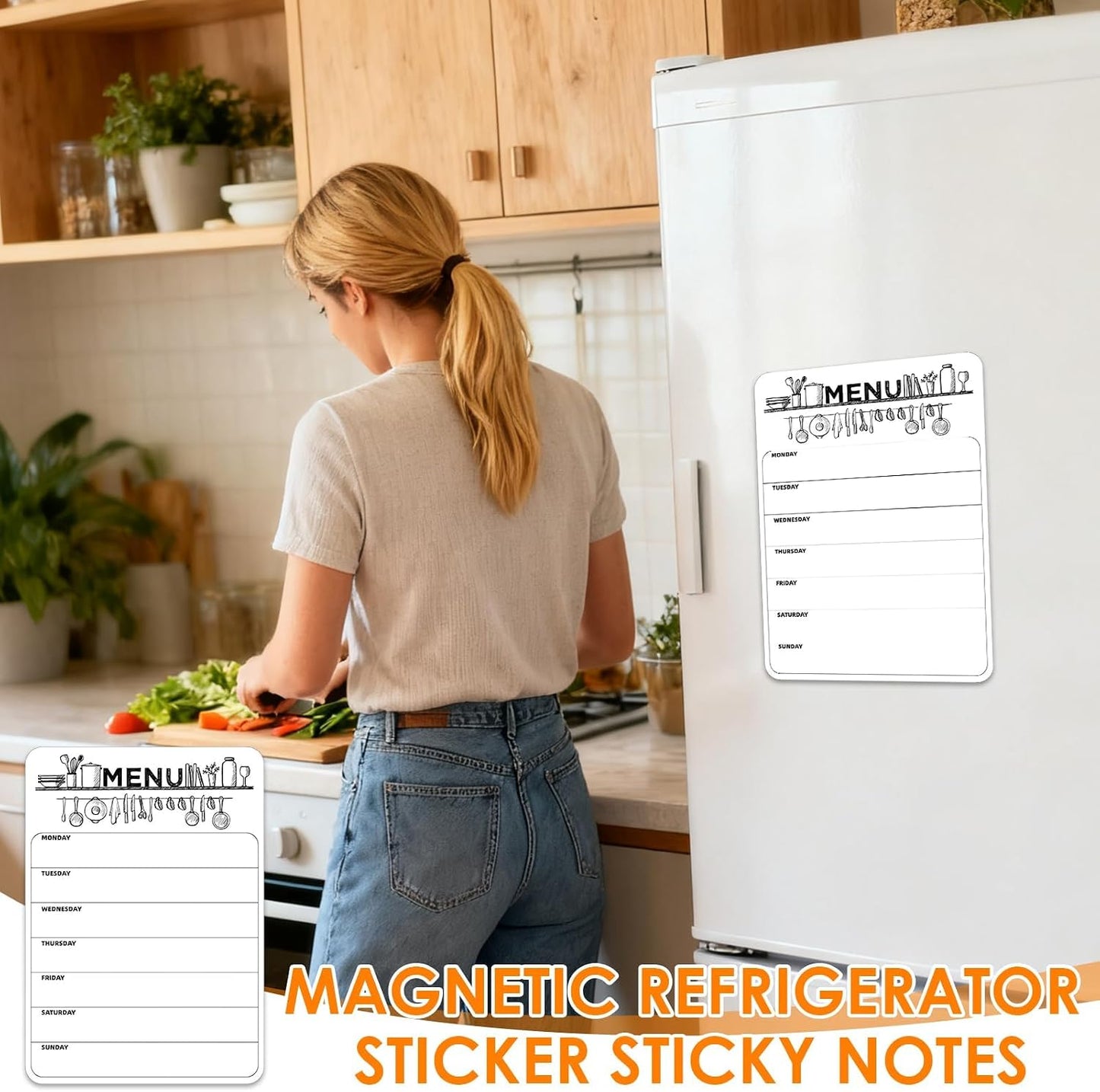 Magnetic Weekly Meal Planner, Fridge Dry Erase Menu Board (A) | 8 x 12 inch dry erase whiteboard with strong magnetic backing for weekly menus, notes, grocery lists, families and roommates