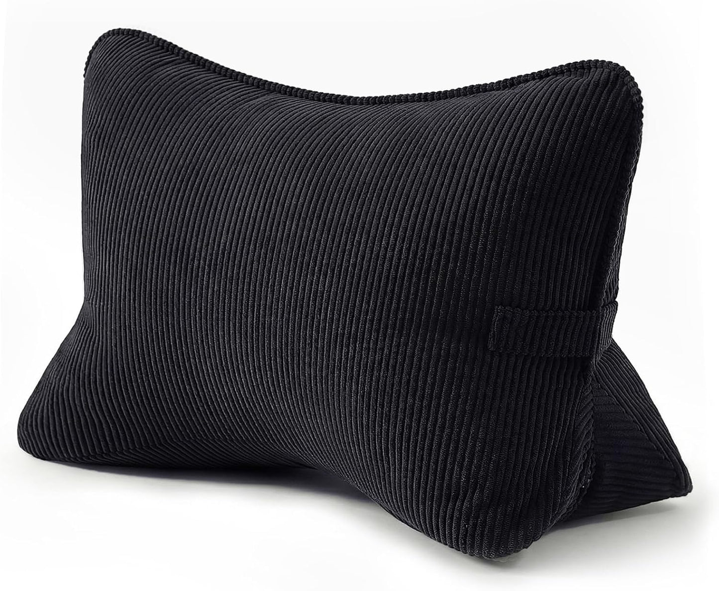 Pat. Pend. Corduroy Lumbar Support Back Pillow for Watching TV, Reading & Gaming, Ergonomic Triangle Support Cushion for Sofa, Armchair & Bed Sitting, Removable Washable Cover, Beige Gray