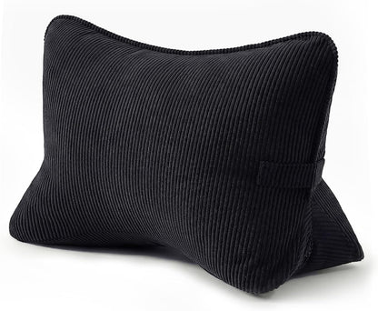 Pat. Pend. Corduroy Lumbar Support Back Pillow for Watching TV, Reading & Gaming, Ergonomic Triangle Support Cushion for Sofa, Armchair & Bed Sitting, Removable Washable Cover, Beige Gray