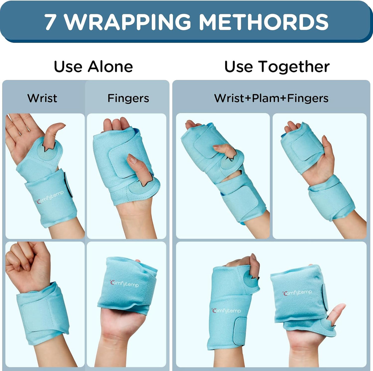 Comfytemp Wrist Ice Pack Wrap Carpal Tunnel Relief Wrist Brace, 2 Packs