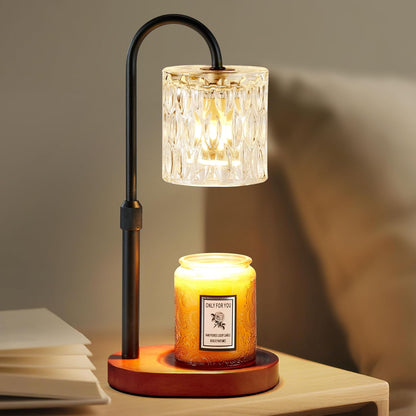 Dreamholder Electric Candle Warmer Lamp with Timer & Dimmer, Adjustable Height Wax Melt Warmer for Jar Candles, Wood Base Candle Melter, Floral Home Decor Gifts for Women, Mom, Natural Wood