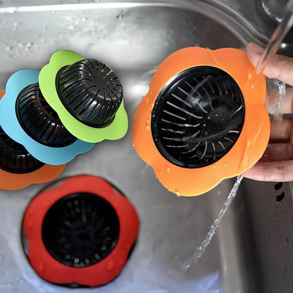 Silicone Sink Drain Strainer, 4 Pack | Fast Drainage, Catches Food Scraps, Easy Cleaning, Flexible Design, Fits Most Drains, Bright Colors