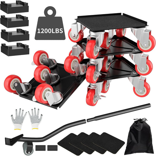 MYUEA Furniture Dolly,Furniture Movers with 5 Wheels,Carbon Steel Panel Heavy Duty Dolly,Maximum Load 3474 LBS,Furniture Lifter with 5 360° Rotatable Rubber Universal Wheels(Silver,6.89x6.9 in)