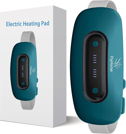 Portable Cordless Menstrual Heating Pad with 4 Heat Levels and 4 Massage Modes,Electric, Fast Large Heating Belly Wrap Belt (Black)