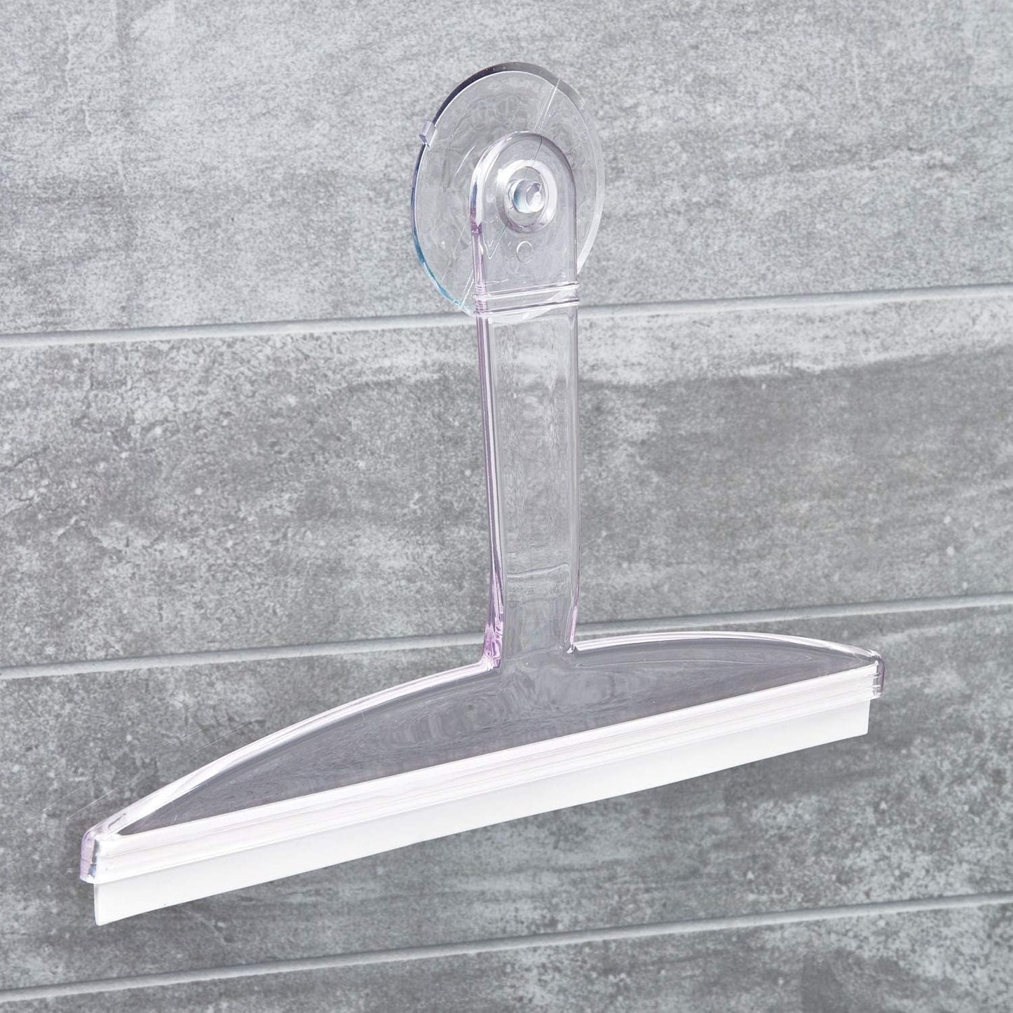 iDesign 22300 Plastic Plastic Suction Squeegee with Storage Hook Shower, Window, and Mirror Accessory for Master, Guest, Kids' Bathroom Cleaning, 12" x 10", Clear | Shower, Window, and Mirror Accessory, For Master, Guest, Kids' Bathroom Cleaning