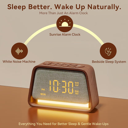 Vivilumens Alarm Clock with White Noise Machine Night Light for Bedroom