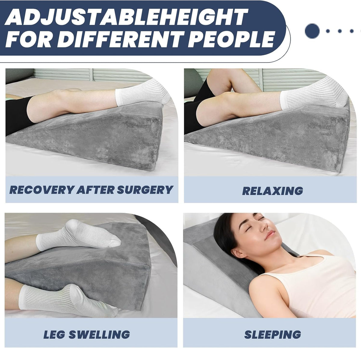 2 Adjustable Arc-Designed Leg Elevation Pillow for After Surgery – Knee Replacement Recovery Aid, Bone Foam Knee Surgery Pillow for Hip & Ankle Pain Relief