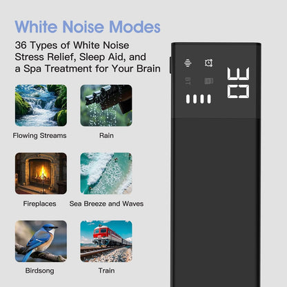 Under-Pillow Speaker for Sleeping - Bluetooth White Noise Sound Machine, Bone Conduction Bluetooth Under Pillow Speaker with 36 Soothing Sounds, Timer, TF Card Support for Side Sleepers & Deep Sleep