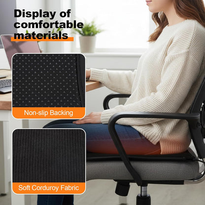 Heated Seat Cushion for Office Chair, Heated Chair Pad with Adjustable Temperature & Timer, Comfortable Seat Warmer