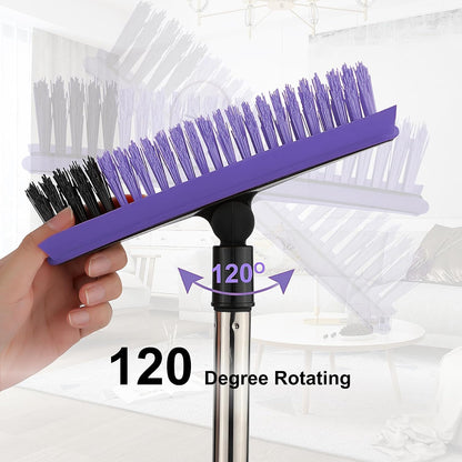 Grout Cleaner Brush with Long Handle, V-Shaped Floor Scrub Brush Swivel Grout Brush Stiff Bristle Floor Grout Scrubber for Bathroom, Tile Line, Crevice, Kitchen, Wall, Deck, Garage (Green)