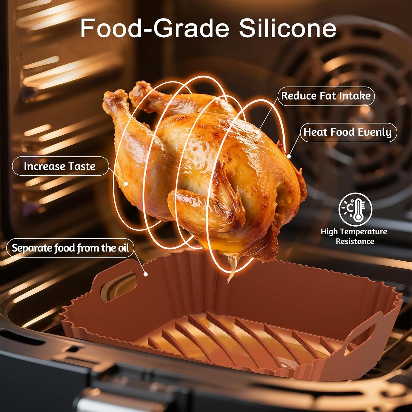 Air Fryer Silicone Liners 2 Pack, Reusable Square Air fryer Basket Liners, 4-6Qt Silicone Baking Tray for Instant Air fryer, Oven Microwave Pot Accessories, Food Grade Kitchen Gadgets