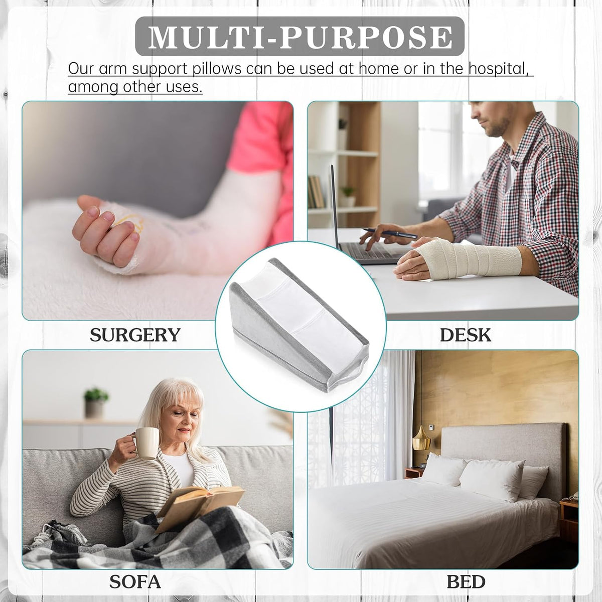 Buryeah Dark Gray Arm Elevation Pillow 2 Pocket, Plush Material