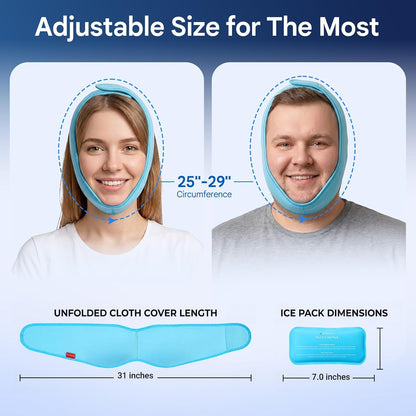 Comfytemp Wisdom Teeth Ice Pack Head Wrap, Gel Face Ice Pack for TMJ Relief