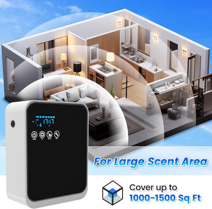 Waterless Essential Oil Diffuser,House Scent Air Diffusers for Home Hotel | with APP Control(Auto Timer) & Touch Screen(Adjust Level) |250ml,1500 sq.ft,Whole House Oil Diffuser.Large Room,Quiet(Black)