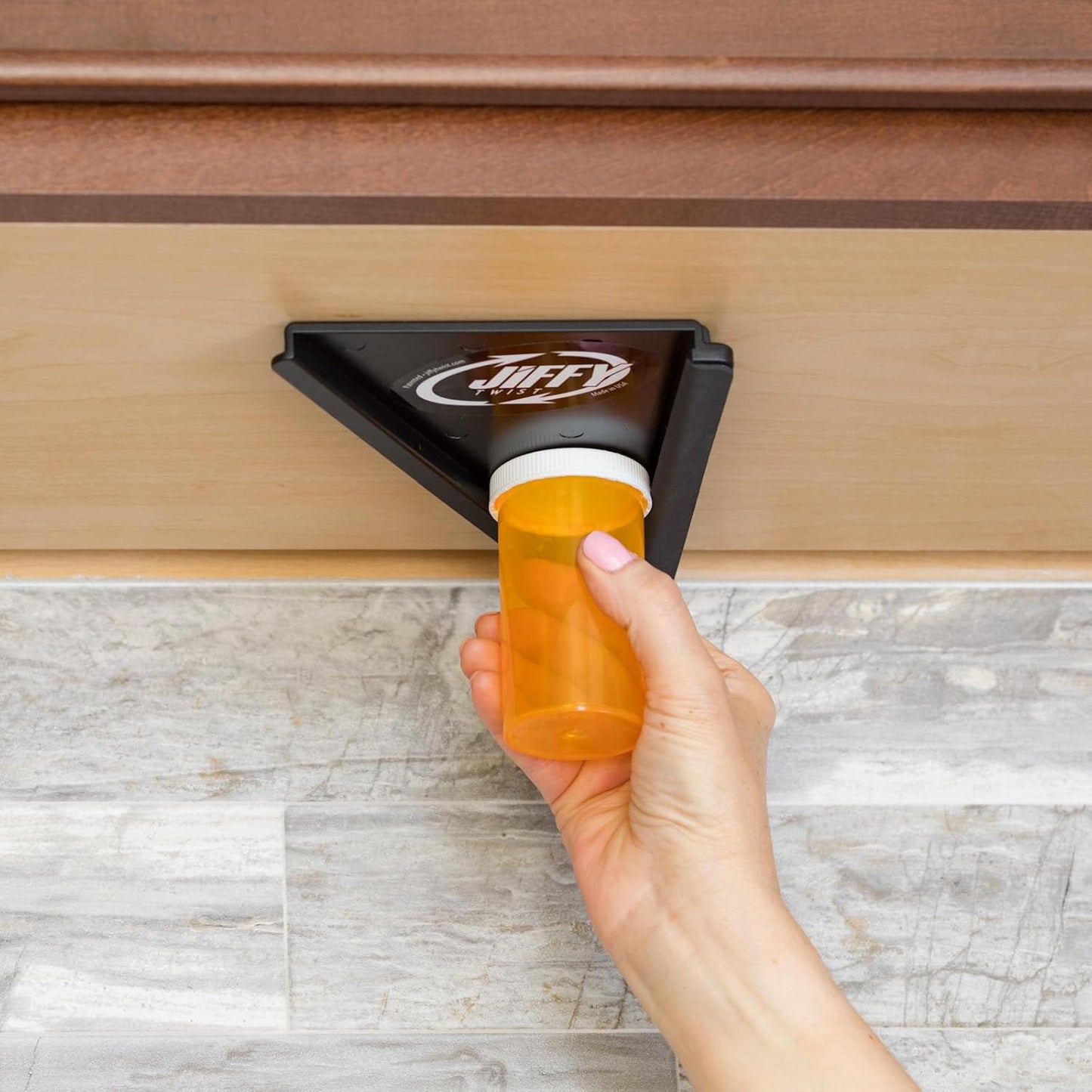 Jar Opener - Effortless Opener for Any Size Bottle or Jar | Mounts Under Cabinet with Industrial Adhesive - Zero Slip Blade Protector - Must Have for Seniors & Arthritis Made In USA