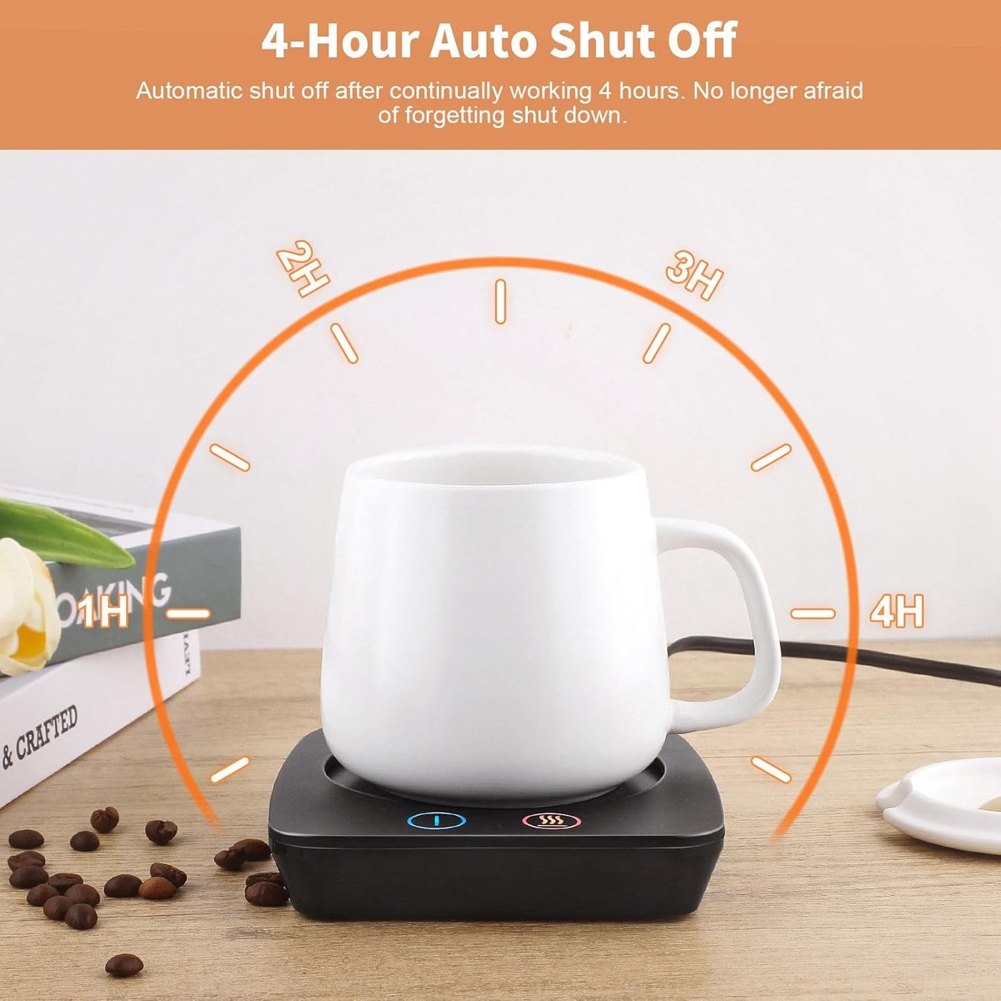 VOBAGA Coffee Mug Warmer, 4 Hours Auto Shut Off Cup Warmer for Office Home Desk with 3 Temperature Settings, Electric Beverage Warmer for Cocoa,Tea, Milk, Soup, for Coffee Gifts, Sky Blue (No Cup)