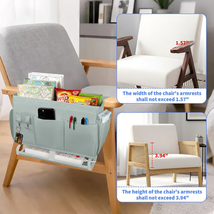 2Pcs Bedside Caddy for Dorm Bed Bedside Organizer, Bedside Storage with 10 Pockets and Power Strip Holder, Multifunctional Bedside Pocket for Home, College, Dorm, Bunk/Hospital/Crib Bed (Beige)
