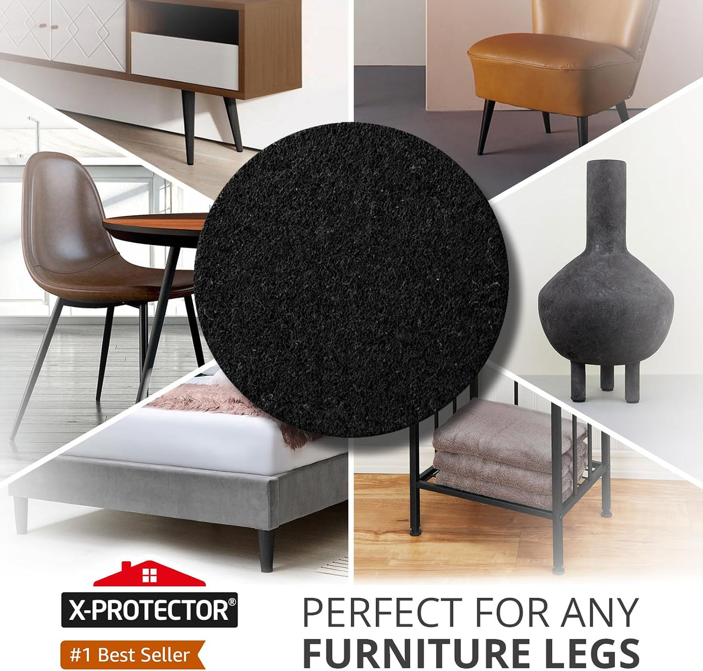 X-Protector Felt Furniture Pads - 20 PCS 6 x 1/2" - Premium Felt Strips | with Adhesive Backing - Rectangular Furniture Pads for Hardwood Floors - Cut Furniture Felt Pads to Size You Need! (Beige)