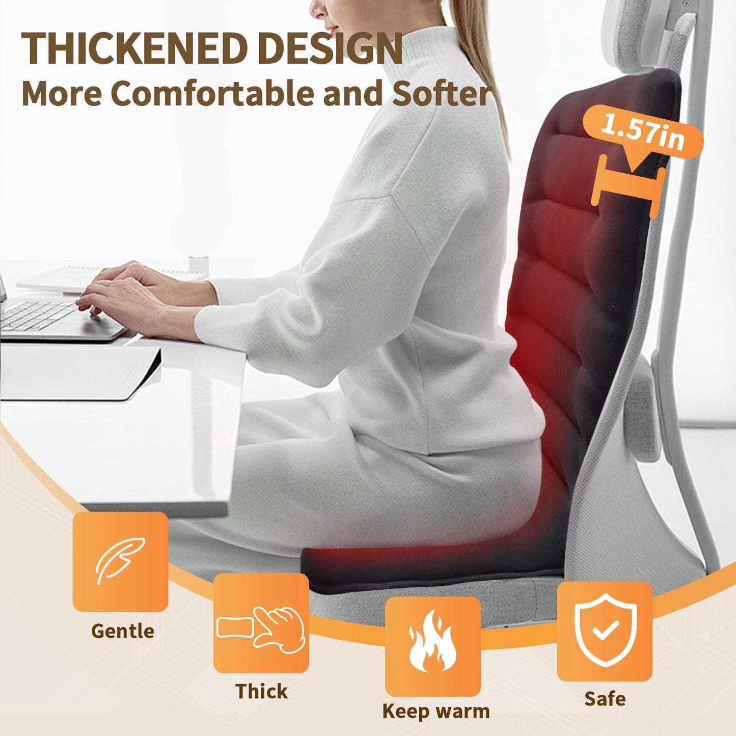 Heated Seat Cushion for Office Chair - Thick and Soft Warm Seat Cover in Winter- Easy Controller to Relieve Fatigue - Comfortable Heating Pad with Power Adapter for Home Etc.