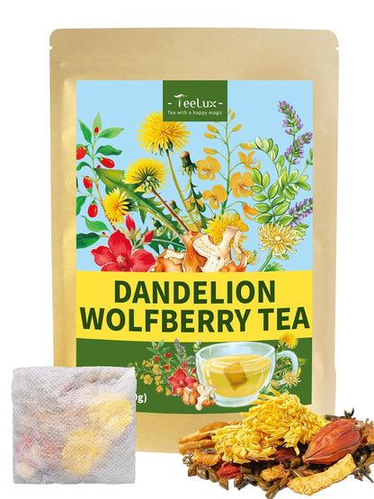 TeeLux Dandelion Leaf & Root Tea Bags, Natural Roasted Dandelion Root with Fresh Dandelion Leaf Herbal Tea, Caffeine Free, 100 Count