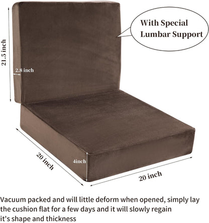 HOMBYS Foam Lumbar Support Pillow for Recliner with Recliner Chair Seat Cushion-Thick Seat Cushion for Elderly with Long Back Support, Extra Large & Non-Slip, Brown