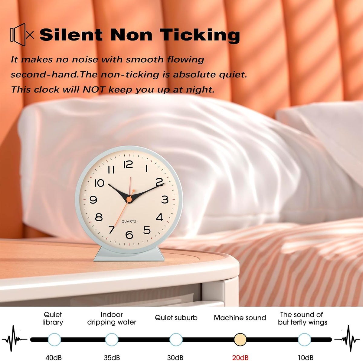 AYRELY® 4.5" Analog Alarm Clock, Small Retro Desk Clock and Table Clock