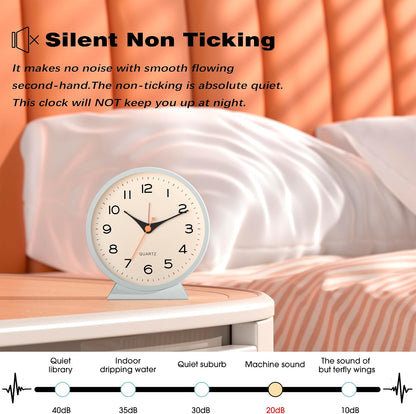 AYRELY® 4.5" Analog Alarm Clock, Small Retro Desk Clock and Table Clock