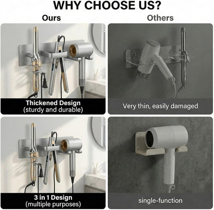 Hair Dryer Holder Hair Tool Organizer Metal Wall Mount (Gold) | Heat Resistant Hair Tool Organizer, Metal Wall Mount Storage, Bathroom Counter Space Saver, Blow Dryer Holder