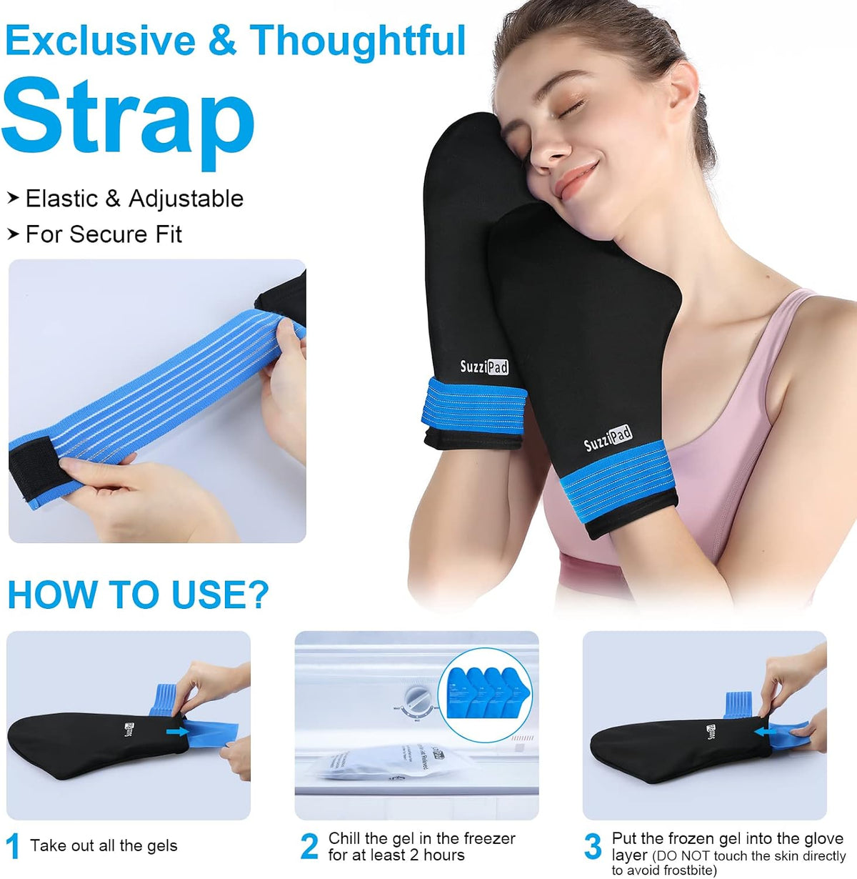 SuzziPad Cold Therapy Socks & Hand Ice Pack, Cooling Gloves for Chemotherapy, Chemo Care Package for Women and Men, S/M
