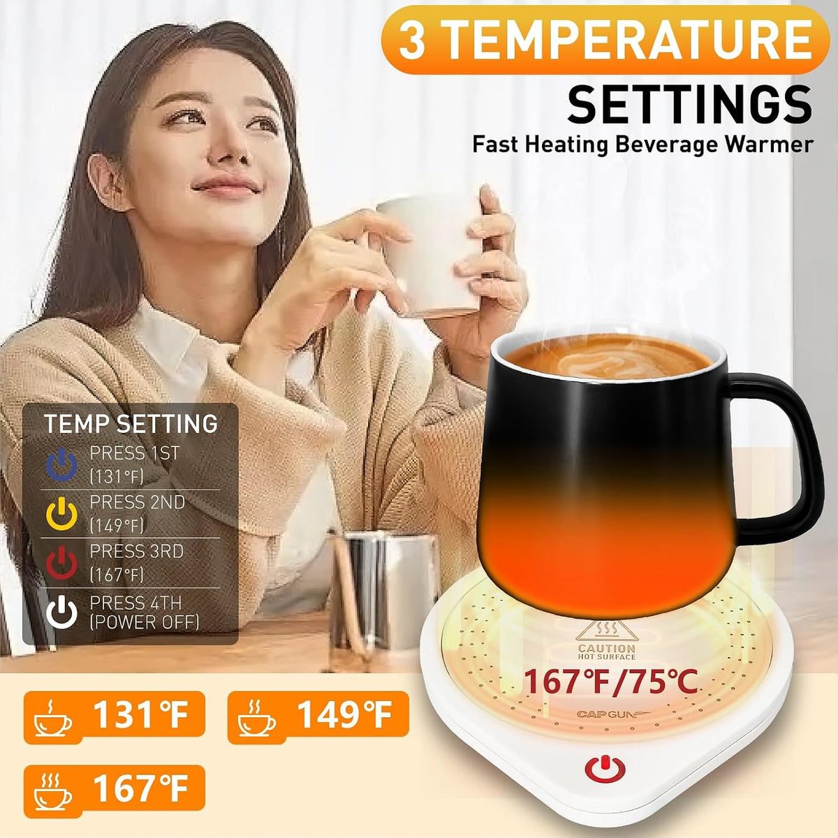 Coffee Mug Warmer,Electric Beverage Warmers, Cup Warmer for Heating Coffee, Beverage, Milk, Tea and Hot Chocolate (White)