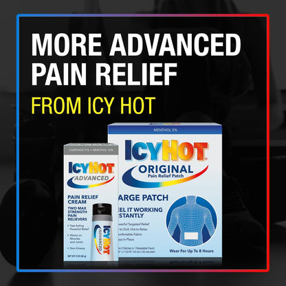 Icy Hot Medicated Patch Extra Strength Pain Relief Patch for Back or Large Area, 5 Count