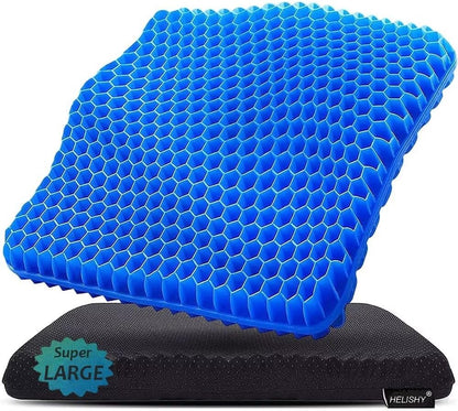 Gel Seat Cushion for Long Sitting - 1.65inch Double Thick Cooling Egg Cushion for Back, Hip, Sciatica, Coccyx, Tailbone Pain Relief - Office Chair Car Seat Cushion – Wheelchair Cushions